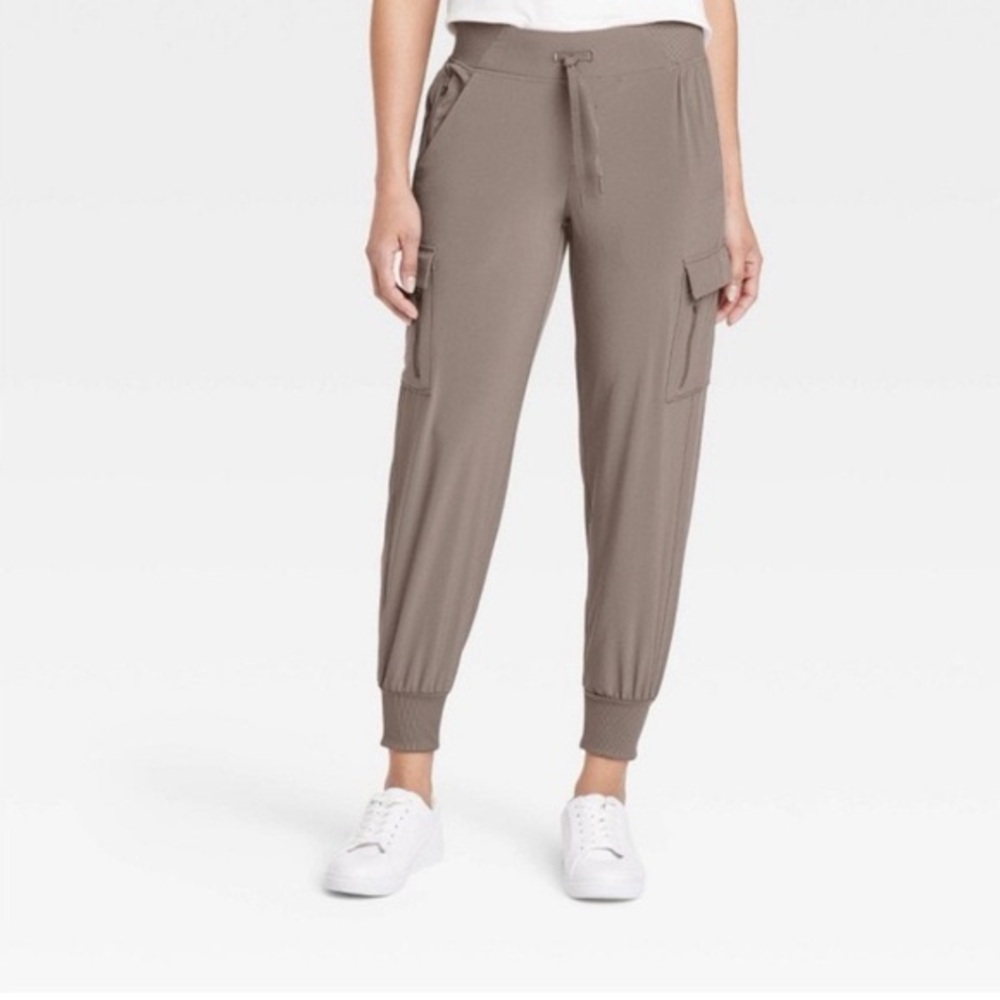Taupe Cargo Joggers Size M | Lightweight Utility Pants w/ Pockets